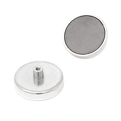 Abbildung von Ferrite Topf Magnet Mit M5 Innenfaden Für Kunst, Kunsthandwerk, Modellherstellung, Diy und Hobbys 50mm Durchmesser x 10mm Dicke 22,5kg Zug