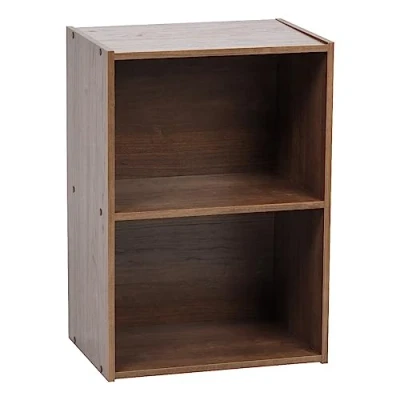 Abbildung von Iris Ohyama Modernes Bücherregal, 2 Etagen, Braun, Vielseitig, Modular, Offenes Regal, Für Wohnzimmer, Büro, Schlafzimmer, Platzsparend, Bücher, CD, Dekor, Einfacher Aufbau, CX