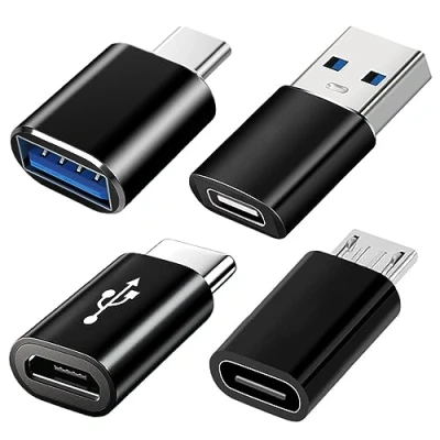 Abbildung von USB C Adapter 4 Stück, zu 3.0 OTG Adapter, Micro auf Buchse Stecker Kompatibel mit MacBook Pro, Samsung Galaxy,Handy PC
