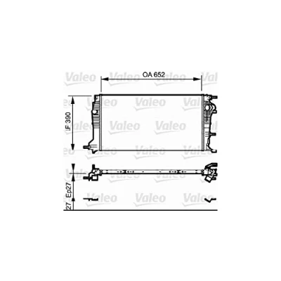 Abbildung von VALEO 735182 Kühler, Motorkühlung Aluminium 652 390 27 Kühlrippen mechanisch gefügt RENAULT: SCENIC 3, MEGANE 3 Schrägheck, Grandtour