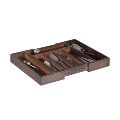 Abbildung von relaxdays Besteckkasten Dunkelbrauner Bambus