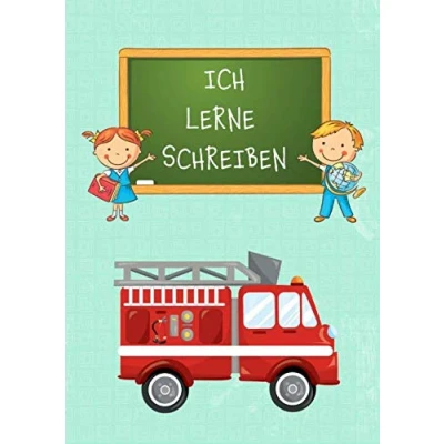 Abbildung von ICH LERNE SCHREIBEN: Feuerwehr Schreiblern Heft A4 für Erstklässler und Schreibanfänger die Einschulung zum Schreiben lernen üben. Dreifach Lineatur 1. Klasse.