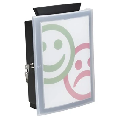 Abbildung von HAN Sammelbox IMAGE&#039;IN mit transparenter abschließbarer Tür und auswechselbarem Motiv, Wahlurne, Spendenbox, Losbox, Aktionsbox zur Wandmontage oder freistehend Standfüßen, 4102 13, schwarz