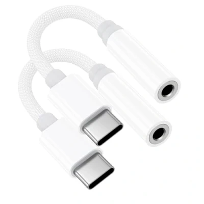 Abbildung von Adapter USB C auf Klinke 【MFi Zertifiziert】 2 Stück Aux to 3.5mm Jack Kopfhörer Nylon Kompatibel mit iPhone 15/15 Plus/15 Pro/15 Pro Max, Samsung Galaxy S24 S23 S22 S21