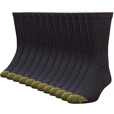 Abbildung von Gold Toe Herren 656s Cotton Crew Athletic, mehrere Socken, Schwarz (12 Paar), X Large (12er Pack)