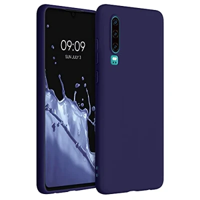 Abbildung von kwmobile Hülle kompatibel mit Huawei P30 weiches TPU Silikon Case Cover geeignet für kabelloses Laden Deep Ocean