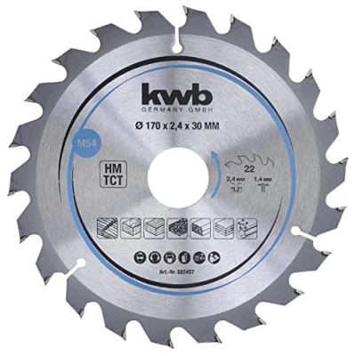 Abbildung von kwb Kreissägeblatt 170 x 30 mm, schneller Schnitt, Sägeblatt geeignet für Weich und Hartholz, Tischlerplatten Spanplatten