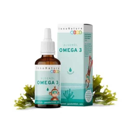 Abbildung von InnoNature Omega 3 Tropfen Kids natürlich aus der Mikroalge Schizochytrium 30ml, DHA 127 170mg, EPA 63 84mg Empfohlen für Kinder ab 4 Jahren