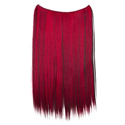 Abbildung von CAISHA 50cm 1 Tresse Extension mit Gummiband Extensions Haarverlängerung Haarteil Glatt Dunkelbraun Rot Strähnen E125