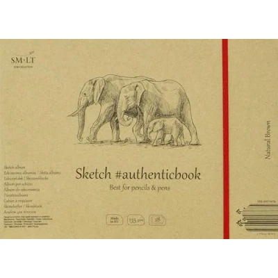 Abbildung von SMLT 5EB 28ST/NTB Authentic line 28/NTB 245x176 mm genähtes Skizzenblock authenticbook, 135 gsm braun Kraftpapier, 28 Blatt