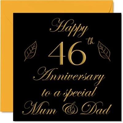 Abbildung von Stuff4 Glückwunschkarte zum 46. Hochzeitstag für Vater, Mutter, Eltern, Papa, Happy 46, von Sohn, Tochter, Familie, 145 mm x Grußkarten vierzig Jahrestage