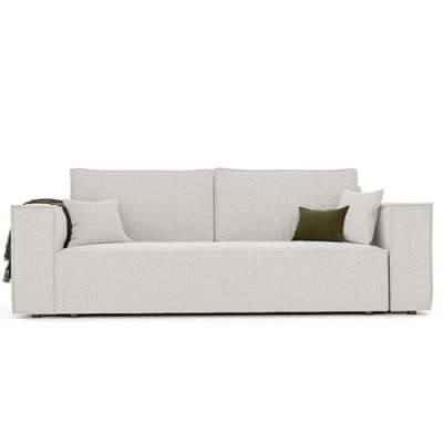 Abbildung von GREKPOL Schlafsofa mit Bettkasten 255x105 Sofa Bouclé Beige Schlaffunktion Couch 3 Sitzer Wohnzimmer Schlafcouch