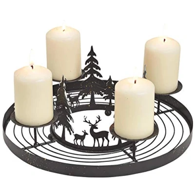Abbildung von matches21 HOME &amp; HOBBY Kerzenhalter Adventskranz Rentiere Metall schwarz