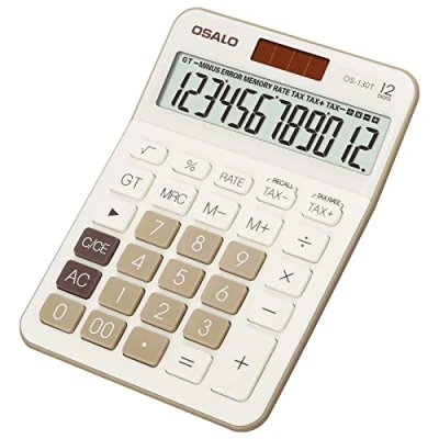 Abbildung von OSALO Taschenrechner Tischrechner Großes Display Große Tasten 12 stelliger Bürorechner Schreib mit Mehrwert Steuer Funktion(OS 130T)