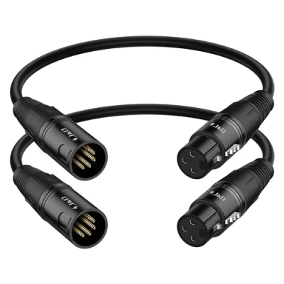 Abbildung von J&amp;D 3 Polige XLR Buchse auf 5 Poligen Stecker Audio Kabel, 2er Pack Poliges DMX Beleuchtungskabel für Mikrofon Bühne Lichtwende, 30 cm