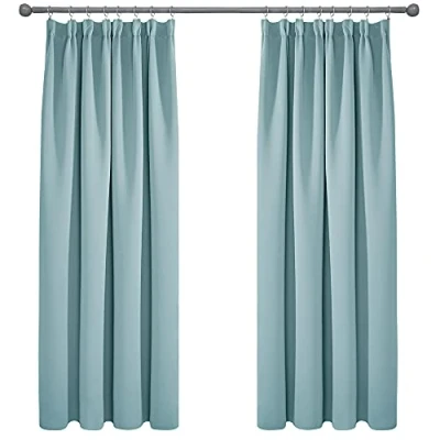 Abbildung von Deconovo Vorhang Blickdicht Kräuselband Gardinen Kinderzimmer Thermogardine Kälteschutz, 183x132cm(HöhexBreite), Himmelblau, 2er Set