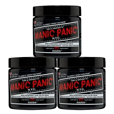 Abbildung von Manic Panic Raven Classic Creme, Vegan, Cruelty Free, Black Semi Permanent Hair Dye 3 x 118ml