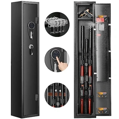 Abbildung von VEVOR Munitionsschrank Waffenschrank Stahlblech Langwaffenschrank 3 Langwaffen, Einstellbarer 9 stelliges Touchscreen Passwortschloss, inkl. Kugellagerregal &amp; Befestigungsmaterial