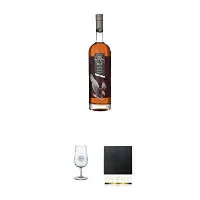 Abbildung von Eagle Rare 10 Jahre Single Barrel 0,7 Liter + Classic Malt Nosing Glas mit Aufschrift 1 Schiefer Glasuntersetzer eckig ca. 9,5 cm Durchmesser