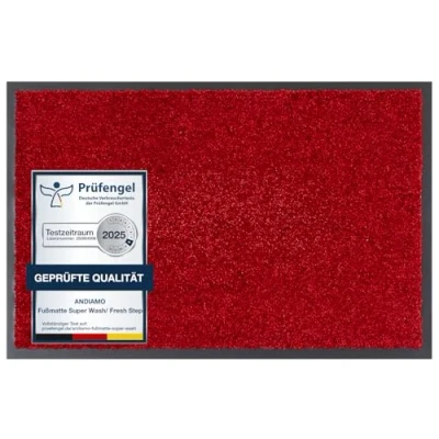 Abbildung von andiamo Fußmatte Waschbar Türmatte Sauberlaufmatte für Innen und überdachte Außenbereiche mit rutschhemmender Rückseite Fußabtreter 40 x 60 cm bordeaux