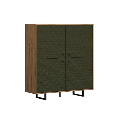 Abbildung von trendteam Highboard, Kommode Anrichte Schrank Dark Green mit Artisan Eiche