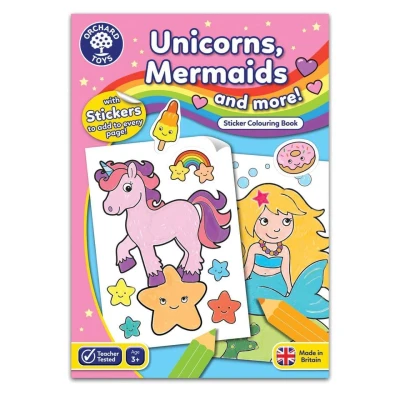 Abbildung von Orchard Toys Unicorns, Mermaids and More Colouring Book, Educational Includes Stickers, for Kids Age 3 Years +
