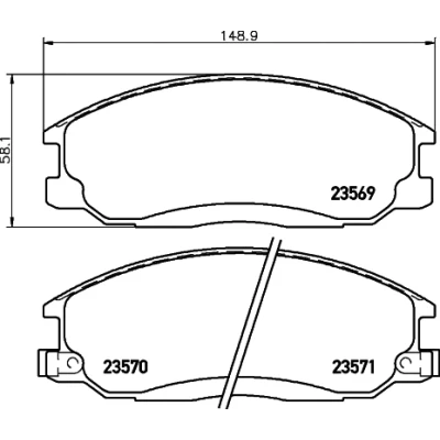 Abbildung von HELLA 8DB 355 009 991 Bremsbelagsatz mit akustischer Verschleißwarnung Zubehör HYUNDAI: Santa Fe I, H 1 Travel, Kastenwagen