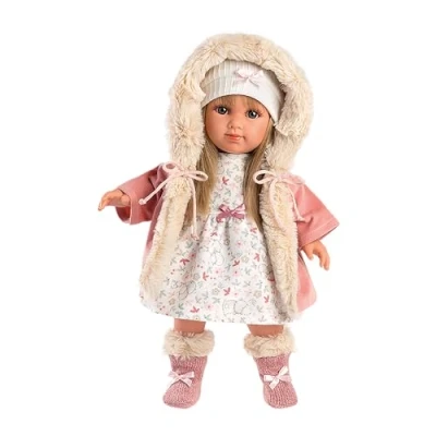 Abbildung von Llorens Stehpuppe Elena blond mit Kapuzenmantel, 35 cm, Made in Europe