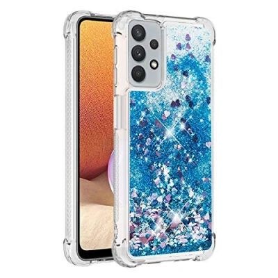 Abbildung von KBIKO zxl Hülle kompatibel mit Samsung Galaxy A32 5G Schutzhülle Flüssig Glitzer, Handyhülle Back Cover Glitter Flüssigkeit, TPU Silikon Clear für 5G.Blue YBL
