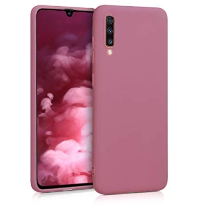 Abbildung von kwmobile Hülle kompatibel mit Samsung Galaxy A70 weiches TPU Silikon Case Cover geeignet für kabelloses Laden Dark Rose