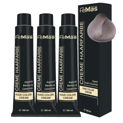 Abbildung von FemMas Haarfarbe Superaufheller 3x Asch 901 I Professionelle Creme zur Aufhellung um bis zu 5 Tonstufen Dauerhafte Haarfärbung für strahlende, haltbare Farbergebnisse 100 ml