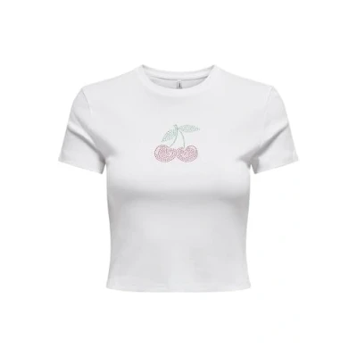 Abbildung von ONLY Onlkira Bling O NECK Short Tshirt print, Damen, Größe: XS, Bright white