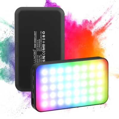 Abbildung von LUXCEO V10 RGB LED Videoleuchte 6W, CRI 95+ Kamera Licht 3000K/6000K,3000mAh Panel LED,Video Aluminium für Vlog, Videokonferenz,Live Übertragung, Interview,YouTube
