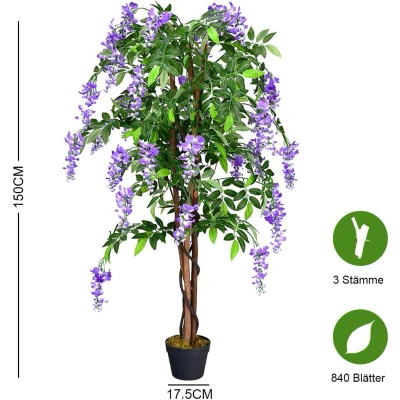 Abbildung von Kunstbaum, COSTWAY, Höhe 150 cm, mit Basistopf
