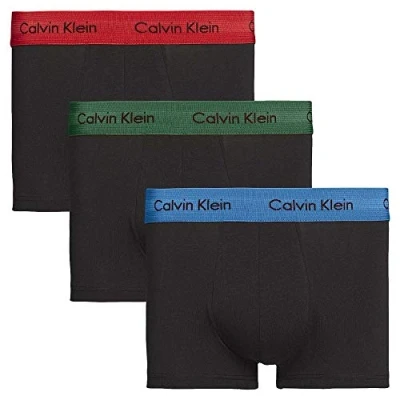 Abbildung von Calvin Klein Herren 3p Low Rise Trunk&#039; Boxershorts, Schwarz (B EDEN/VALLARTA BLUE/TEMPER WB BZP), Small (3er Pack)