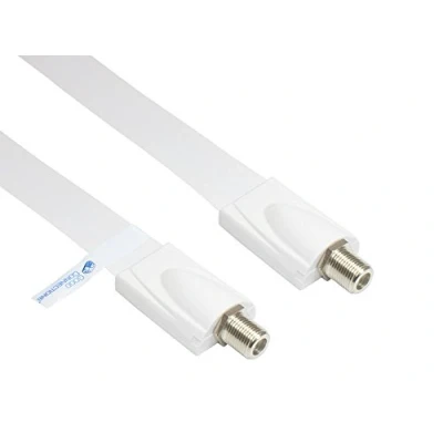 Abbildung von Good Connections® SAT Tür /Fensterdurchführung High Quality, extrem flach F Kupplung an Gesamtlänge inkl. Stecker 32 cm, flexible Länge 23 cm weiß