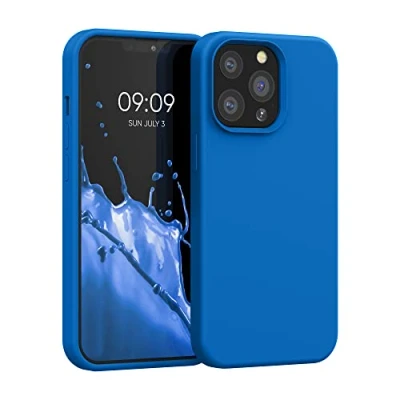 Abbildung von kwmobile Hülle kompatibel mit Apple iPhone 13 Pro Silikon Handy Case Handyhülle weiche Oberfläche kabelloses Laden Blue Reef