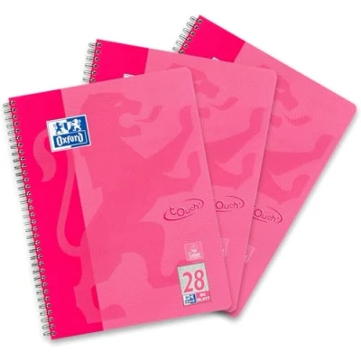 Abbildung von Oxford TOUCH A4+ Collegeblock, 80 Blatt, OPTIK PAPER+®, Doppelspirale, Mikroperforation, scribzee kompatibel (rosa kariert)
