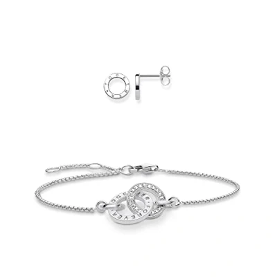 Abbildung von THOMAS Sabo Damen Schmuck Set Armband Ohrstecker 925 Sterlingsilber SET0601 051 14 L19,5v
