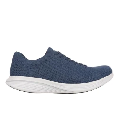 Abbildung von MBT SORA LACE UP Sportschuhe für Damen im modernen Stil. Anatomische und Bequeme Laufschuhe. Physiologisches Schuhwerk Komfort Stabilität mit gebogener Sohle. Sneakers Schnürsenkeln. Blau