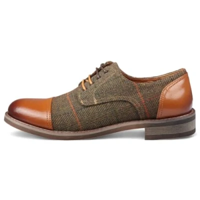 Abbildung von Infinity Leather Braune Tweed Oxford Schuhe aus braunem Leder für Herren Theon