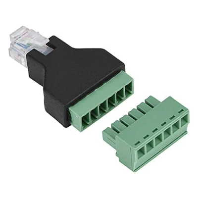 Abbildung von Adapter für RJ12 Stecker an Schraubklemme, Ethernet 6P6C 6 polige Schraubklemmen Adapteranschluss Steckeradapter Audio und Videoanschlüsse