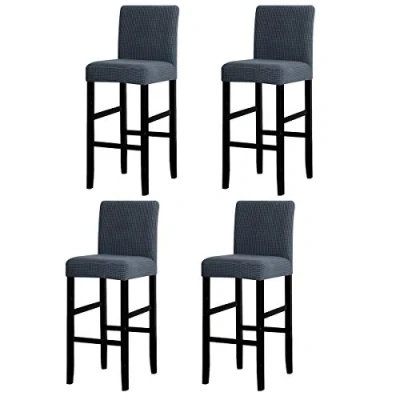 Abbildung von LANSHENG Bar Stuhlhussen, Stretch Abnehmbarer waschbarer Stuhl Schonbezug für Short Swivel Dining Chair Rückenlehne Barhocker (Grau,4 Stück)