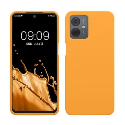 Abbildung von kwmobile Hülle kompatibel mit Motorola Moto G14 Silikon Handy Case Handyhülle weiche Oberfläche kabelloses Laden Fruity Orange
