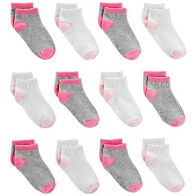 Abbildung von Simple Joys by Carter&#039;s Baby Mädchen 12 Pack No Show Infant and Toddler Socks, Grau/Rosa/Weiß, 4 5 Jahre (12er Pack)