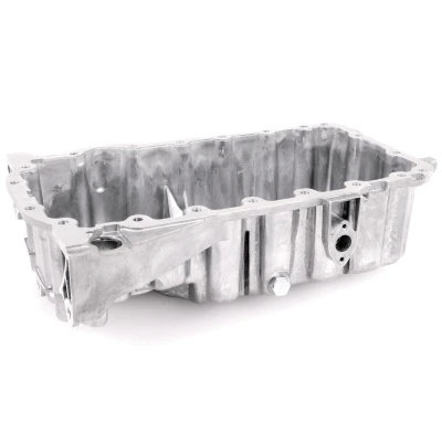 Abbildung von VAICO V10 4949 Ölwanne mit Ölablassschraube Dichtring, Bohrung für Ölstandsensor, ohne Ölwannendichtung, Sensor Aluminium