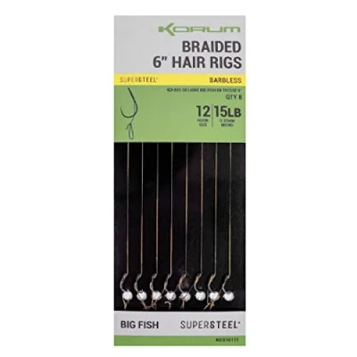 Abbildung von Korum Big Fish Braided Hair Rigs 6&quot; 8Stk Größe 10 widerhakenlos Karpfen Vorfächer
