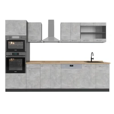 Abbildung von Vicco Küchenzeile R Line, Beton/Anthrazit, 300 cm mit Hochschrank, ohne Arbeitsplatte