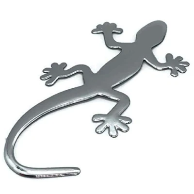 Abbildung von PVC Auto Aufkleber Chrom Gecko Kunststoff Eidechse Emblem Tuning Silber neu