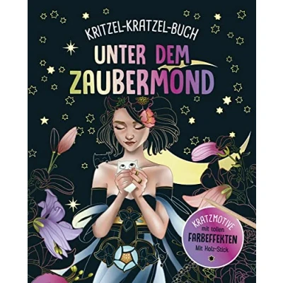 Abbildung von Unter dem Zaubermond Kritzel Kratzel Buch für Kinder ab 7 Jahren: 12 Kratzmotive Mit tollen Farbeffekten. Bambus Stick